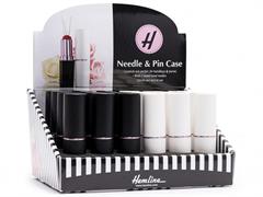 LIPSTICK NEEDLE AND PIN CASE DISPLAY, 24 PIECE DISPLAY (12 WHITE  12 BLACK)